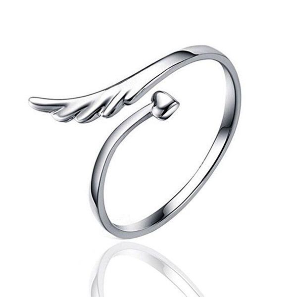 

wedding rings senfai 2021 fashion exquisite adjustable 3 color ring angel wing heart finger jewelry for women gifts to love, Slivery;golden