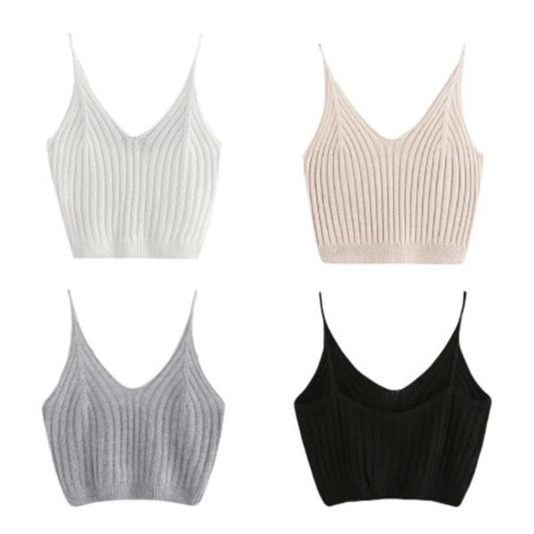 

women's tanks & camis fashion women summer basic strappy sleeveless racerback crop 2021 female casual solid color ribbed knit, White