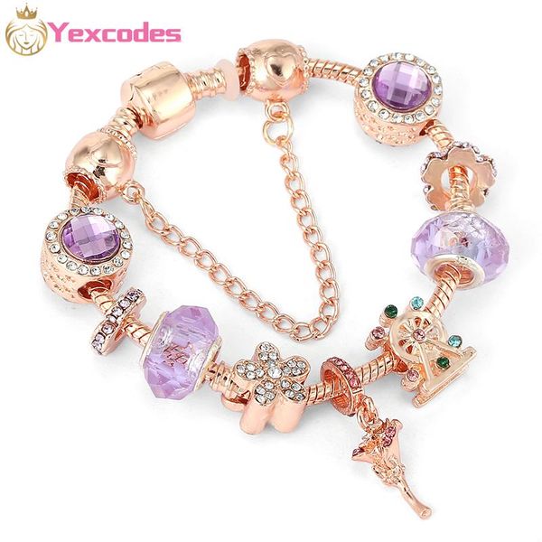 

charm bracelets pan family style love bright diamond-studded rose gold feather bracelet female decorative for girlfriend gift, Golden;silver