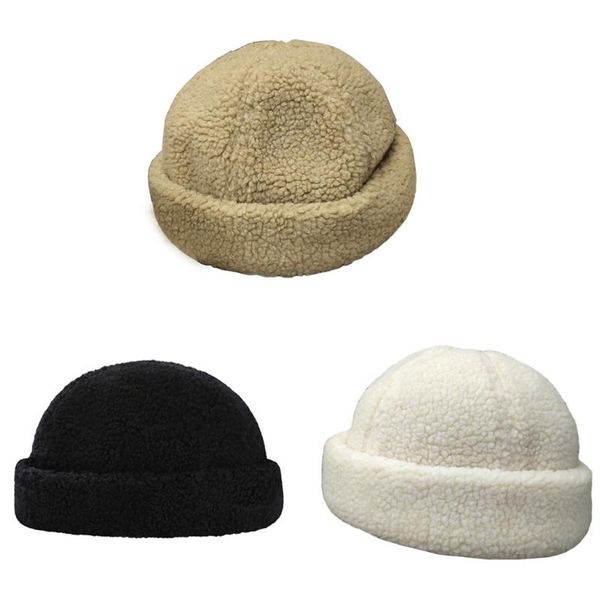 

berets style casual rolled edge sailor hat lambswool docker adjustable warm for roller sk, Blue;gray