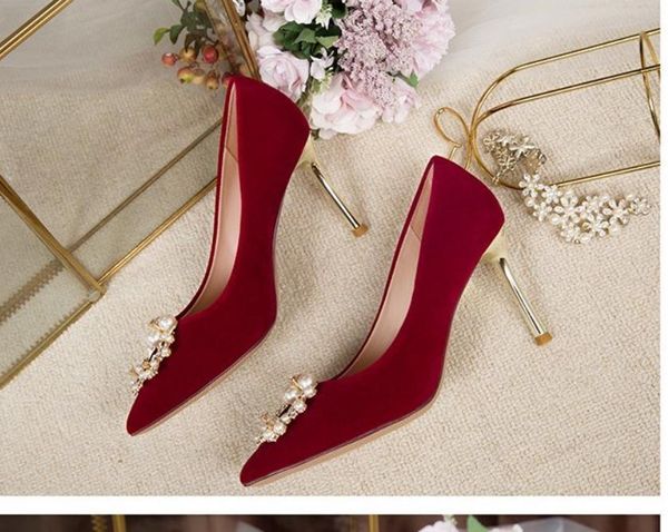 

2021 spring and autumn shoes with new style high heel fine heel pointed end women's shoes@zx58, Black