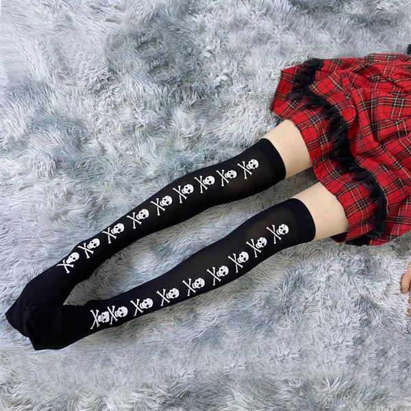 

trend fashion lolita thin long jk tuku girl skeleton stockings, Black;white