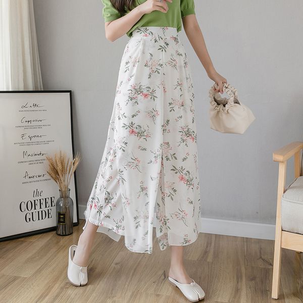 

women's pants & capris ichoix slacks culottes feminine chiffon summer pants floral printing down casual leg stylish palazzo q5ly, Black;white