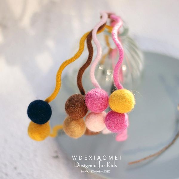 

hair accessories cute tiny wave headband sweet girls women hairband colour wool felt balls band fashion kids hoop gifts, Slivery;white