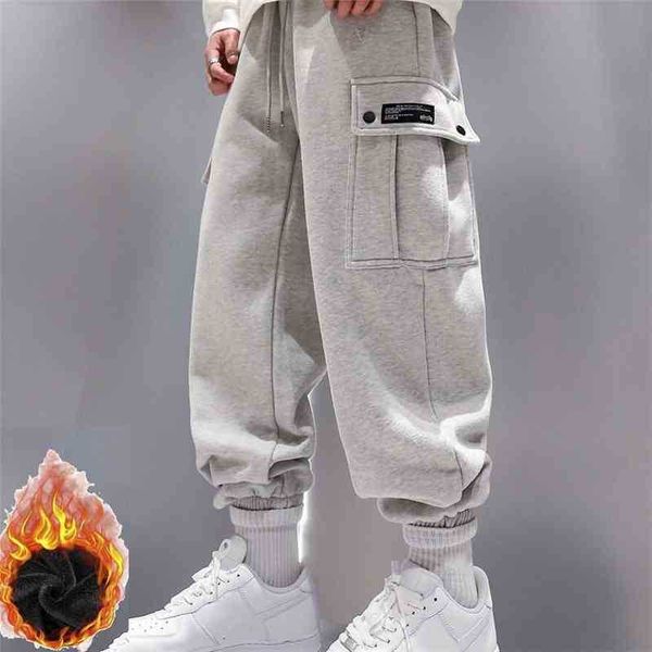 

nieuwe collectie trendy mannen joggingbroek plus size winter losse outdoor mannelijke pocket warm comfort jogging sport broek, Black