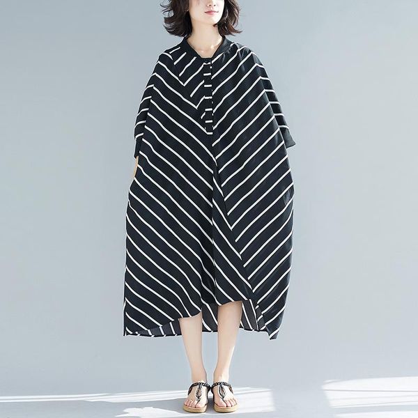 

party dresses 2021 summer fashion striped casual korean pockets batwing half sleeve simple comfortable vestido verÃ£o primavera, White;black