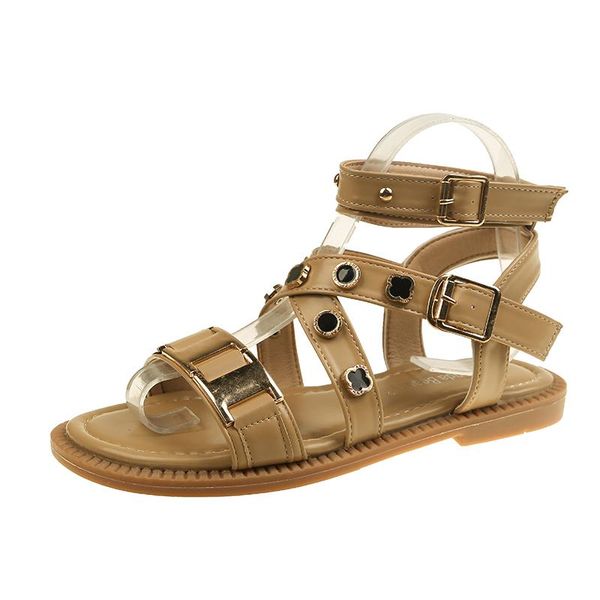 

sandals selling women summer gladiator cool beach rivets flat casual jelly shoes girls big size 40, Black