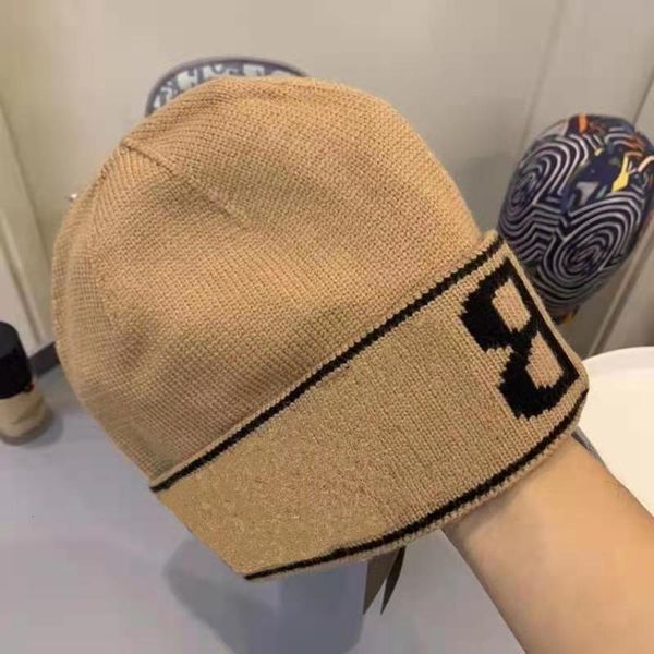 

2 color classic letter knitted beanie caps for men women autumn winter warm thick wool embroidery cold hat couple fashion street hats, Blue;gray