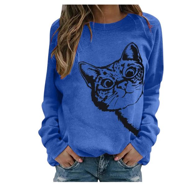 

women's print long-sleeved sweatshirt casual blouse pullover streetwear women interesting loose sudadera mujer hoodies & sweatshirts, Black