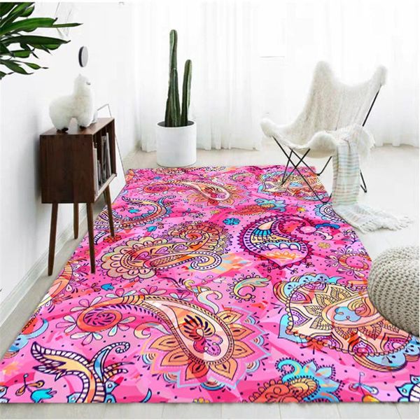 

carpets ethnic style rose red pink geometry floral carpet bedside table bedroom rug girl room floor mat hallway