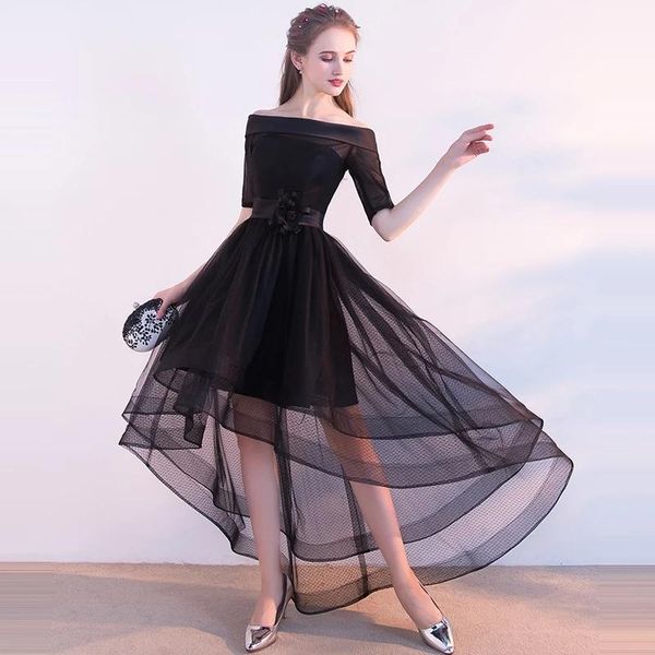 

party dresses elegant print prom girls boat neck short sleeve flower asymmetrical tulle applique gowns dress formal gown, White;black