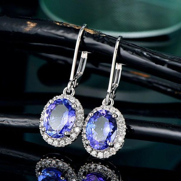 

dangle & chandelier wukalo elegant 925 sterling silver blue cubic zircon drop earrings women for party wedding simple design fine jewelry gi