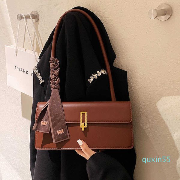 

handbags s high sense buckle single shoulder women's autumn and winter 2021 trend this year's niche design silk scarf armpit