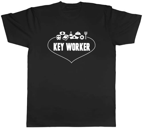 

Love KeyWorker Mens Unisex T-Shirt Tee, White;black