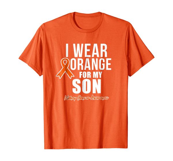 

kidney cancer shirt i wear orange for my son awareness, White;black