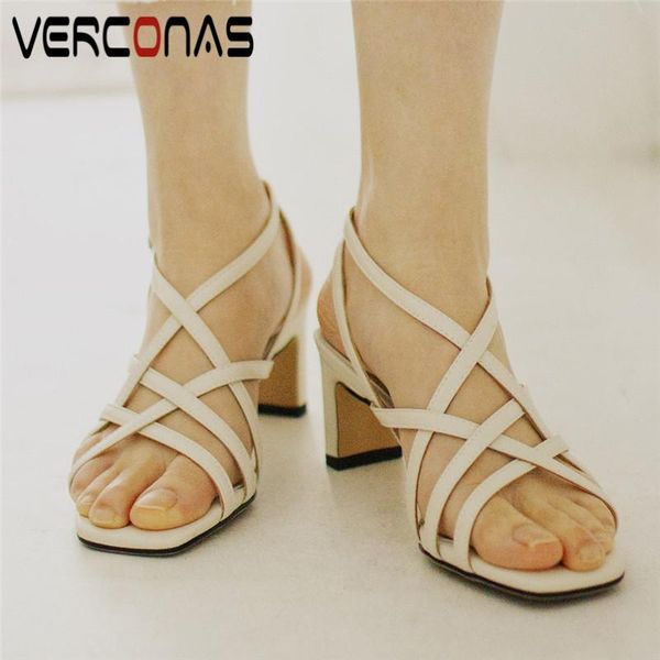 

women elegant genuine leather buckle lace up square toe office shoes thick heels sandals heel woman, Black