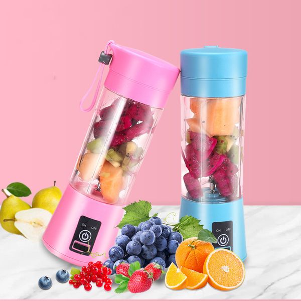 Taşınabilir Meyve Blender USB Mikser Elektrik Sıkacağı Makinesi Smoothie Blender Sebze Sıkıcı İşlemciler 380 ml Altı Yaprak Bıçak WMQ794