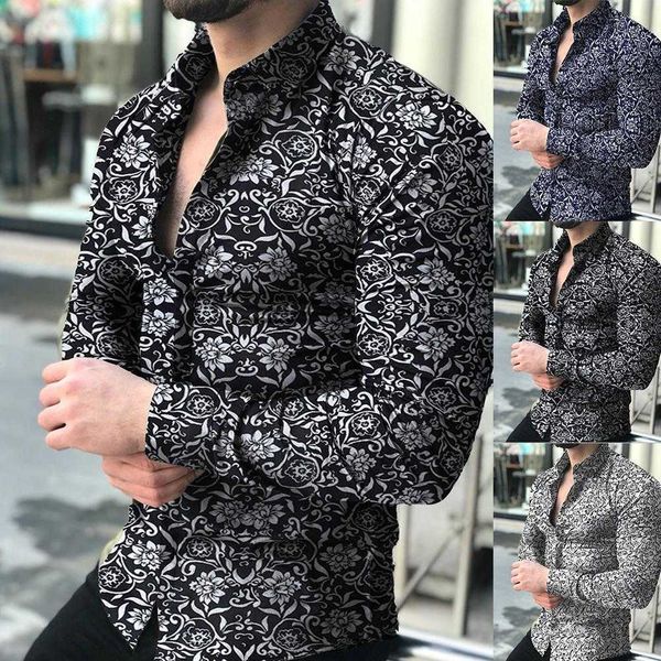 

men men's shirt british fashion long sleeve casual digital printing shirt cloth, White;black