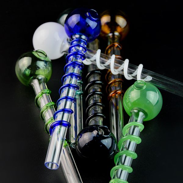 Pyrex vidro de vidro queimador tubulações coloridas mini fumar tubo de mão colher dab equipamento tabaco ferramenta joaneiros acessórios SW26