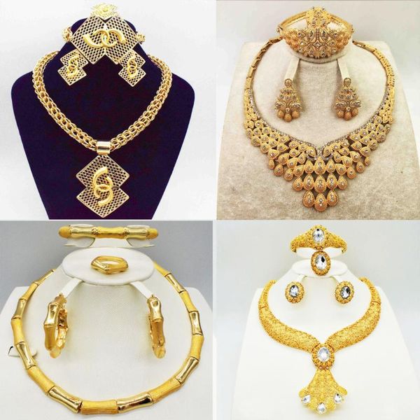 

earrings & necklace wholesale luxury nigerian women wedding jewelry sets big chunky bridal dubai gold african beads set, Silver