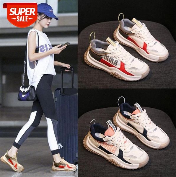 

korean version of all-match mesh sports shoes women's breathable casual sneakers low-real soft leather white women #gs8n