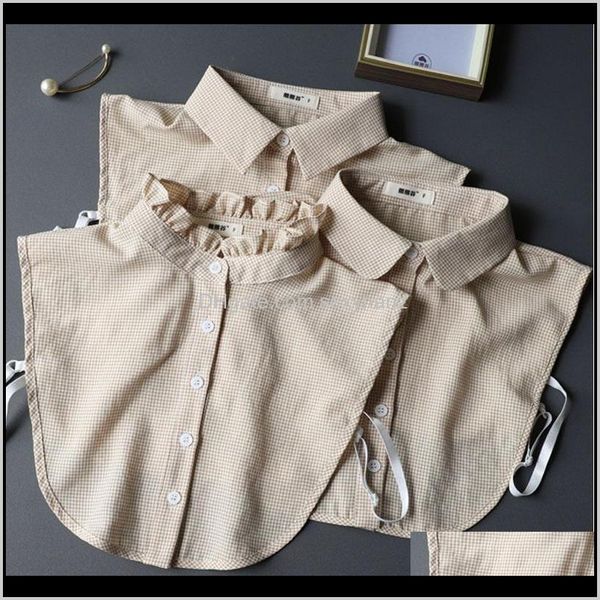 

blouses shirts clothing apparel drop delivery 2021 plaid womens fake shirt white stripe stand ruffle false collars woman dot ladies detachab