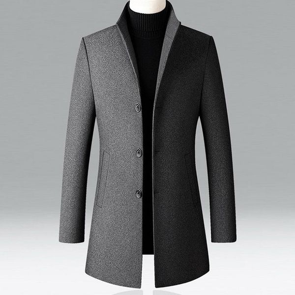 

men's wool & blends tweed coat,men's trench coat jacket,middle-aged dad's coat,collar coat,middle-aged and old coat,tweed men, Black
