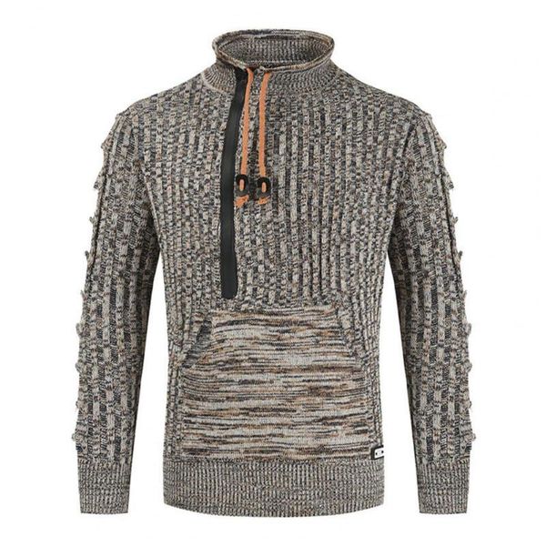 

men's sweaters fashion sweater long sleeve half high collar men autumn winter drawstring solid color knitted streetwear, White;black