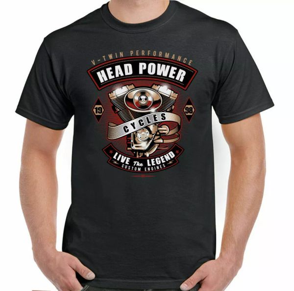 

head power mens biker motorcycle cafe racer enthusiast bicycle, White;black