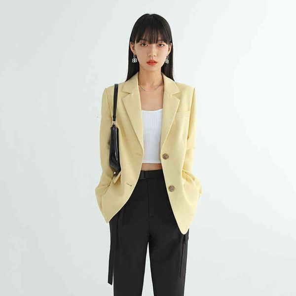 

women's suits & blazers [eam] women big size leisure yellow blazer notched collar long sleeve loose fit jacket fashion spring autumn 20, White;black