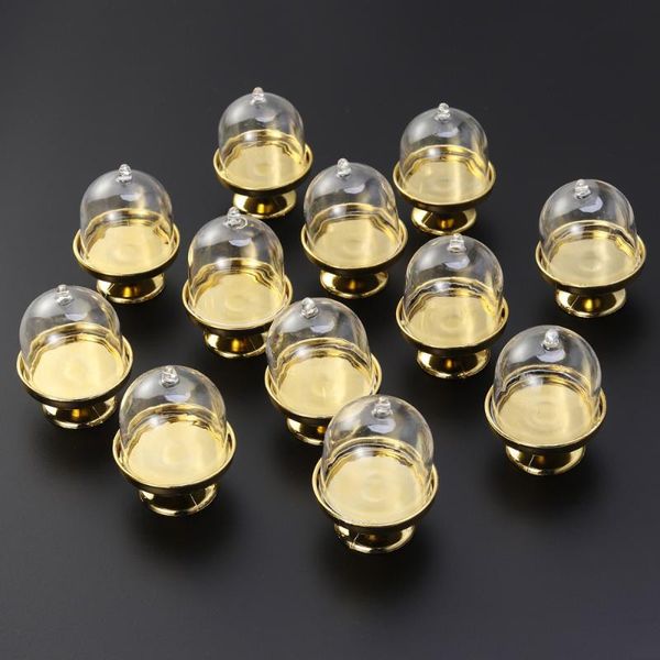 

6pcs mini cake stand shape candy box transparent tray modeling sugar holder wedding favor boxes party supplies (golden base) gift wrap