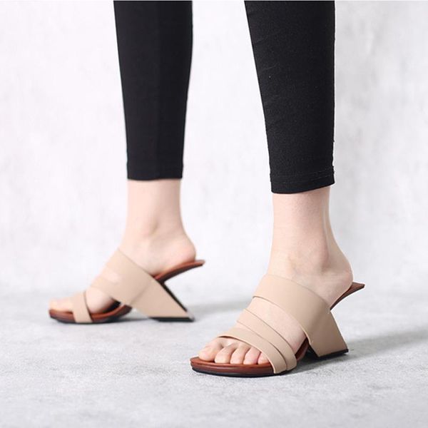 

dress shoes comfortable summer peep toe slip on 8cm high strange heels oriental mules square holiday beach women sandals hl331 muyisexi, Black