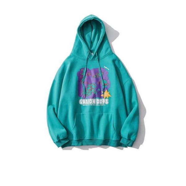 

Autumn and winter 2020 ins fashion brand fun astronaut print Hooded Sweater men' street BF lazy couple coat, White