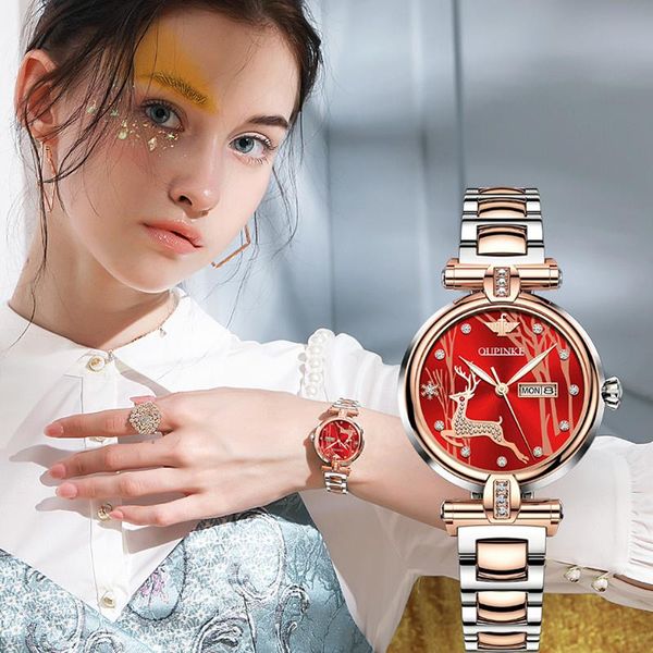 

wristwatches oupinke luxury automatic mechanical ceramics watches for women waterproof sapphire glass dress ladies wristwatch gifts set 3180, Slivery;brown