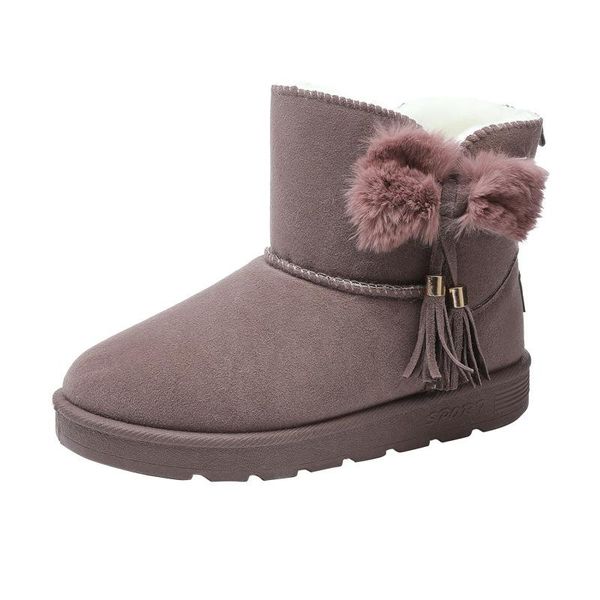 

boots 2021 snow women's winter wild korean short tube flat bottom bread shoes students plus velvet cotton, Black