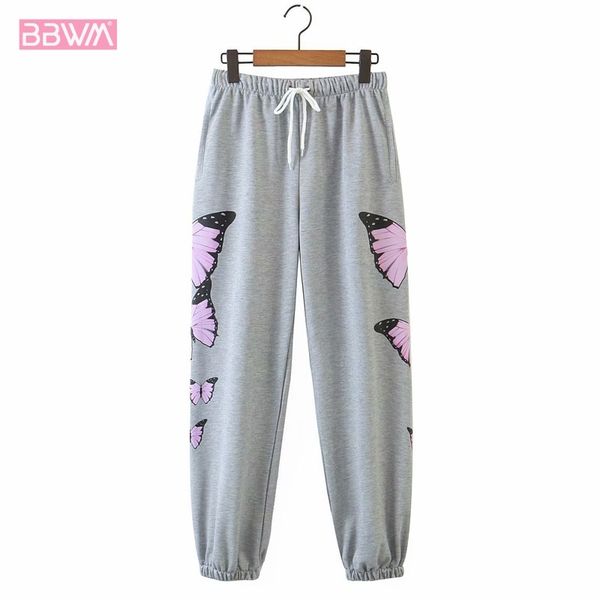 

elastic waist leisure loose sport running chic women's pants drawstring fashionable wild female pants 210507, Black;white