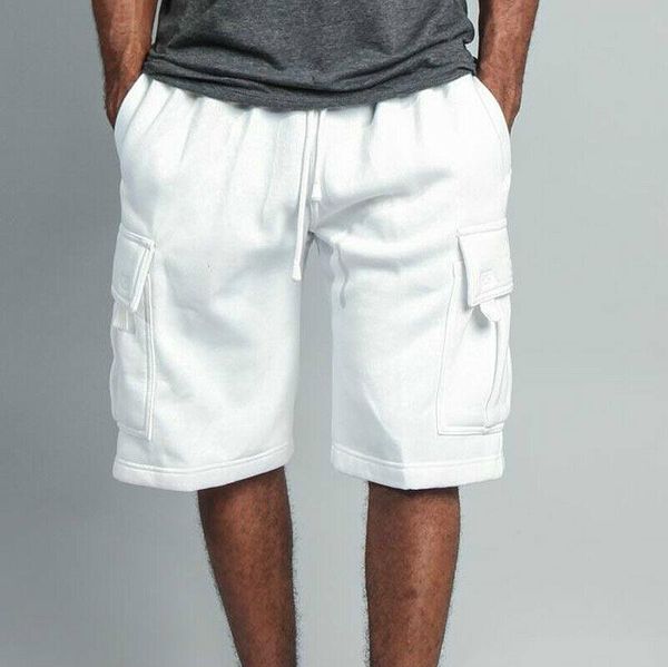 

mens essential loose multi-pocket shorts casual 4 colours m-3xl men's, White;black