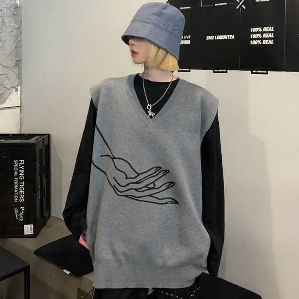 

men' tank original accused of south korea' autumn/winter fashion jacquard knitting sweater coat vest v-neck for men and wom, White;black