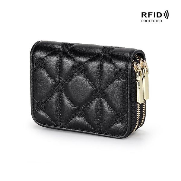 

card holders women wallet cow leather bag ladies coin purse mini clip small organ holder, Brown;gray