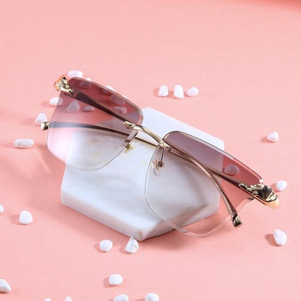 

mirrors metal temples personalized rimless cut-edge trendy sunglasses