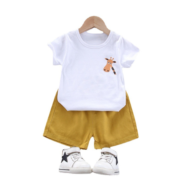 

clothing sets summer kid cartoon clothes children boys girls cotton t shirt shorts 2pcs/sets baby infant sports toddler tracksuit, White
