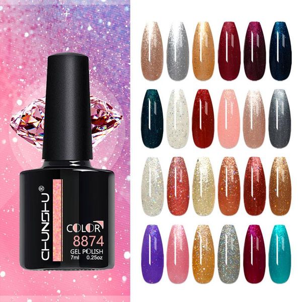 

nail gel chunshu glitter polish semi permanent uv resin soak off gelpolish pearlescent sequin series decoration art manicure, Red;pink