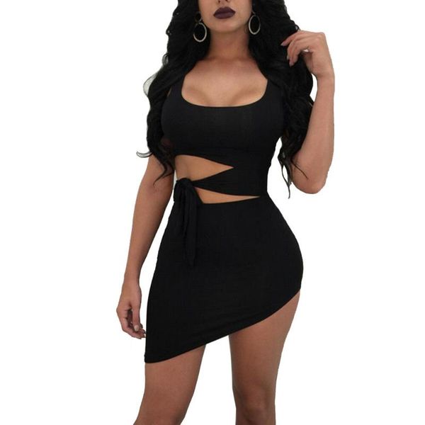 

casual dresses fashion women hypotenuse dress hollow out high waist package hip evening party, Black;gray