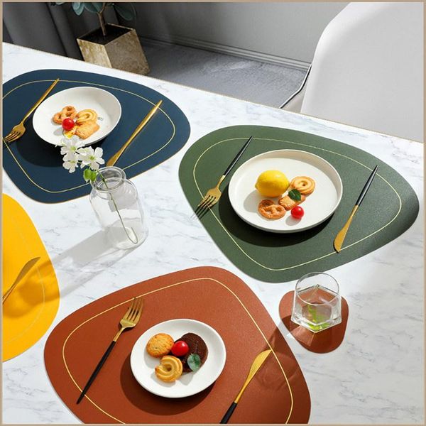 

mats & pads 1pc waterproof leather placemat tableware table pad heat-resistant non-slip silicone soft solid coasters accessories