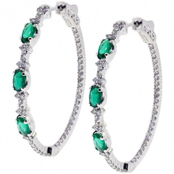 

hoop & huggie chic green/white cubic zirconia women earrings delicate accessories for party gift good quality statement jewelry, Golden;silver