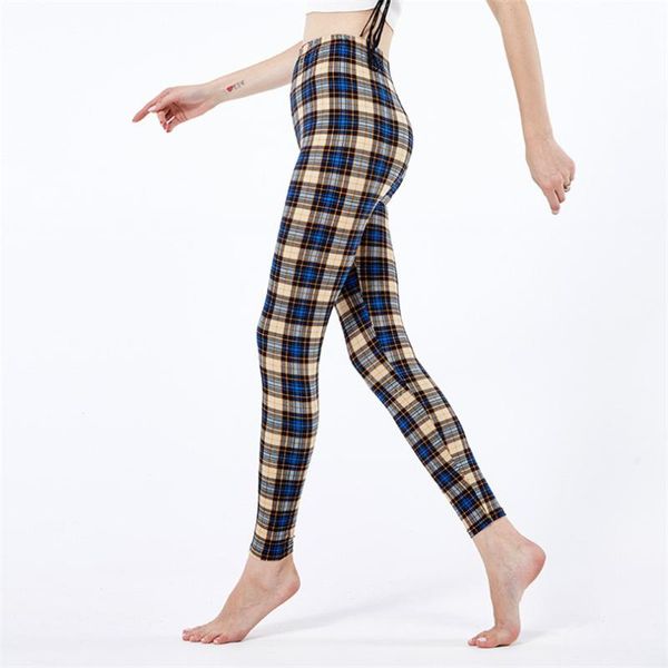 

women's leggings visnxgi fitness striped plaid printing pencil pants women gym high waist grid workout push up bottom exercise clothing, Black