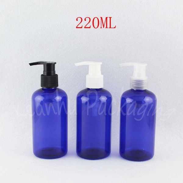 

storage bottles & jars 220ml blue round shoulder plastic bottle , 220cc makeup sub-bottling shampoo / lotion packaging ( 24 pc/lot )