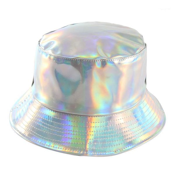 

berets hats bucket-hat fisherman-hat double-sided hip-hop rainbow discolor stage perfermance, Blue;gray