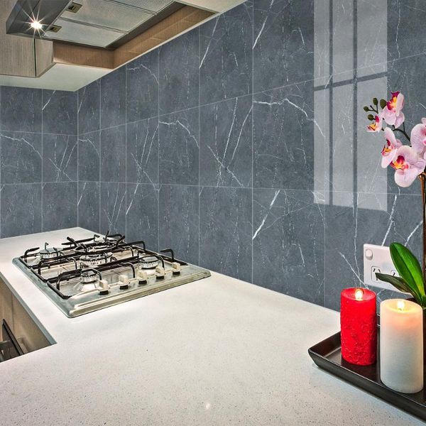 

wall stickers 4pcs imitation marble pattern sticker kitchen counteroil-proof waterproof tile home decoration floor