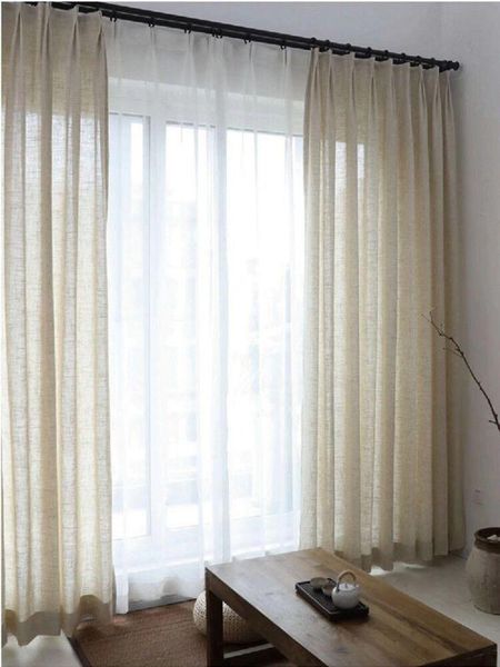 

nordic curtain linen primary color pure cotton and yarn translucent curtains for living dining room bedroom & drapes